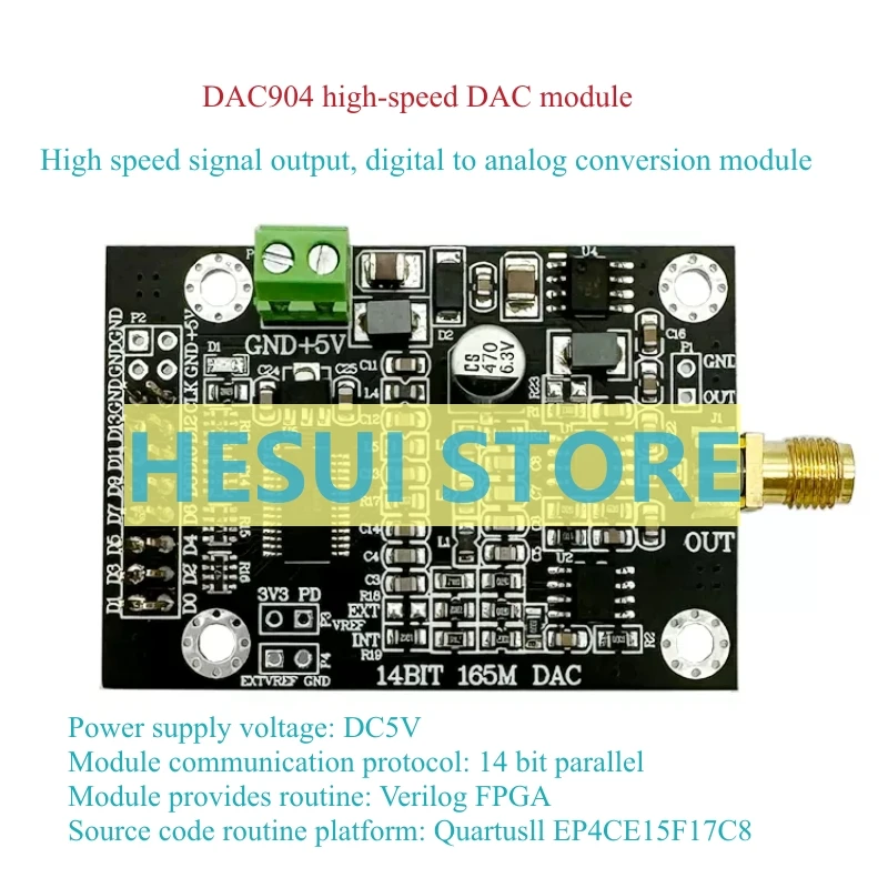 DAC904 High speed DAC Module Board 14bit parallel 165MSPS sampling waveform generator FPGA development for DAC Module Board