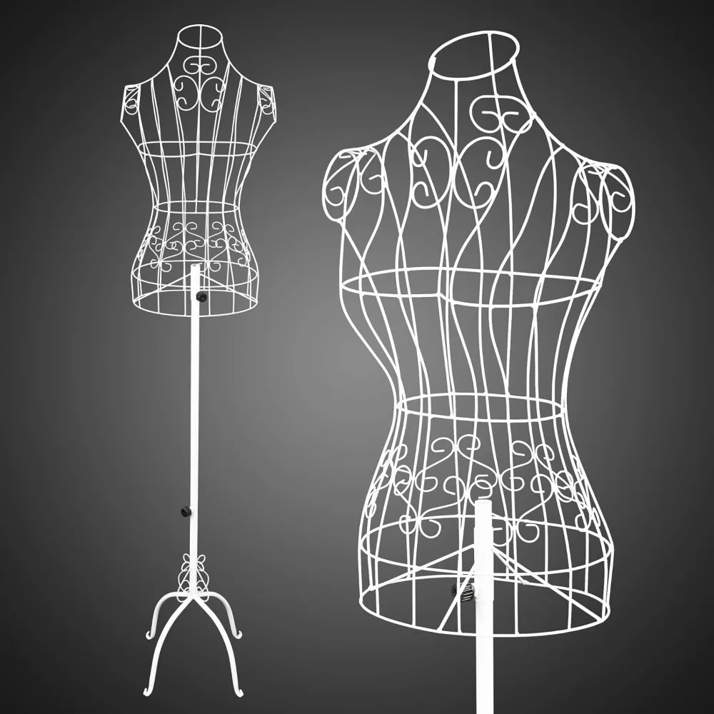 

Female Wire Dress Form, Vintage Style Wire Mannequin for Home Decor Display, Small Size Adjustable Height Metal Wire Body