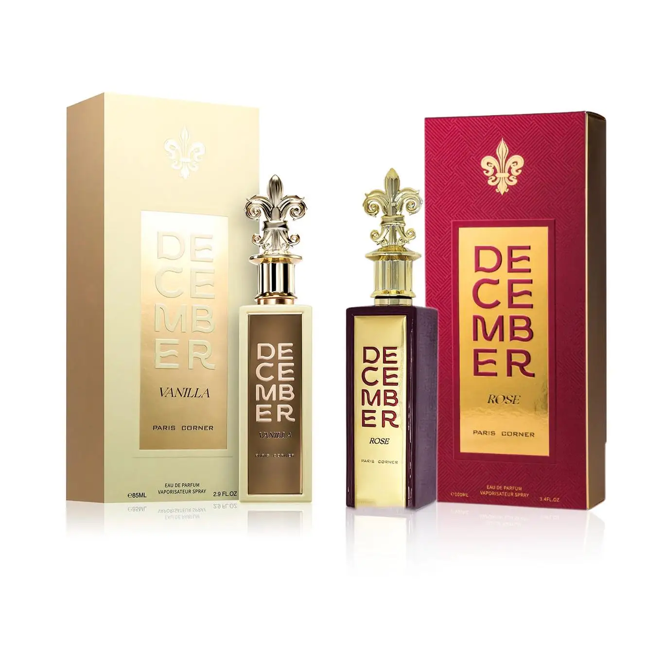 Paris Corner December Vanilla Eau de Parfum - Oriental Vanilla fragrance for Men and Women, 85 ML, featuring notes of rum, vanilla, and jasmine for a sweet and long-lasting scent.