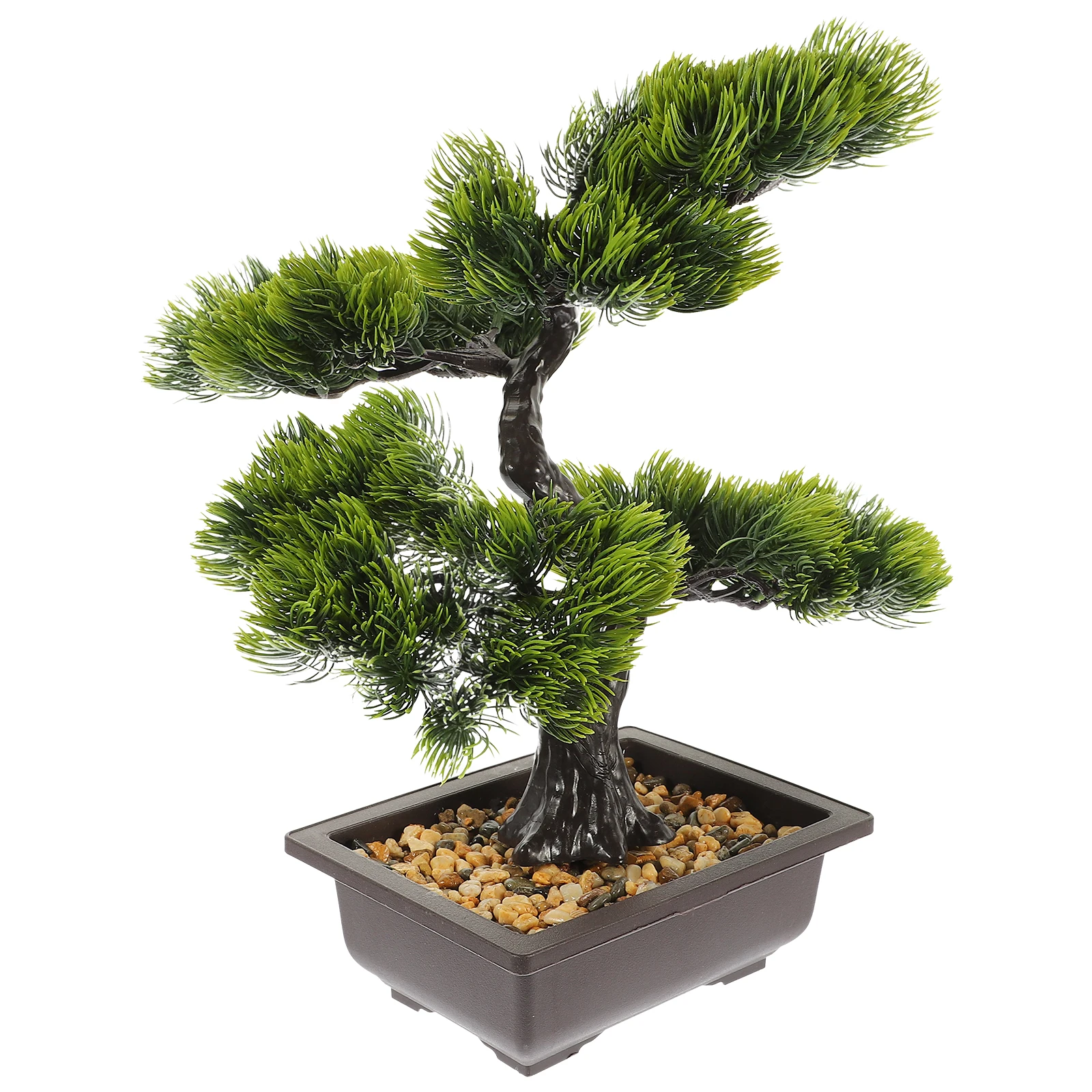 

Office Desk Decor Artificial Pine Bonsai Faux Plant Fake Tree Plastic Realistic Small