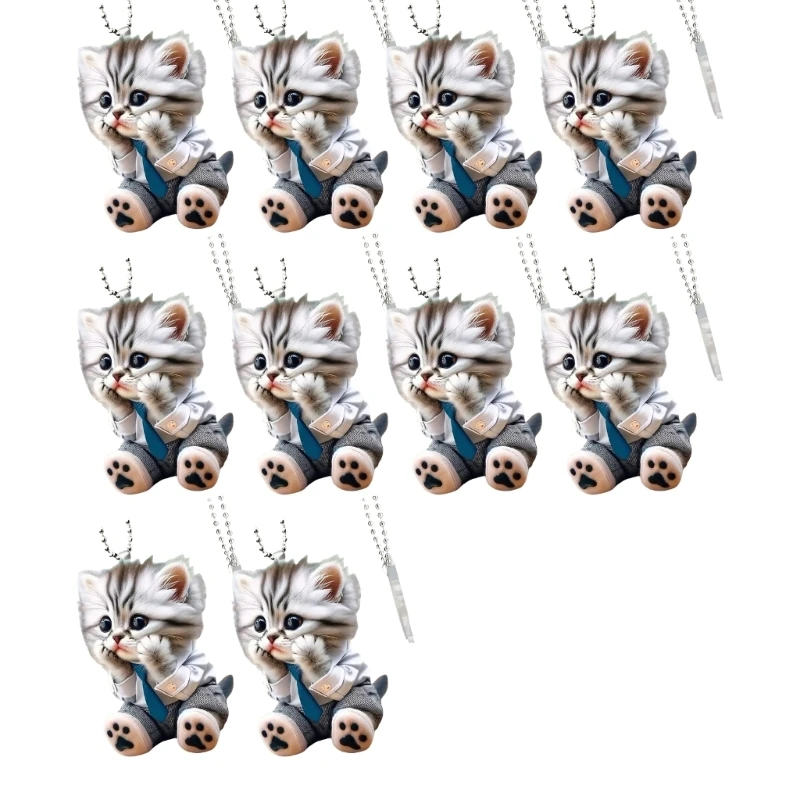 

10Pcs Realistic Designs Acrylic Cats Figures Pendants Hanging Decors for Bags and Keychain Present for Pet Enthusiasts