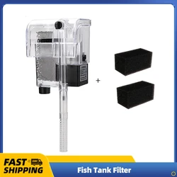 Fish Tank Filter Wall-mounted Waterfall External Filter Fish Tank Oxygen Pump with 2 Filter Cotton for 5~10 Gallon Aquariums