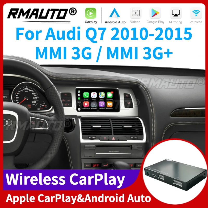 RMAUTO Wireless Apple CarPlay MMI for Audi Q7 2010-2015 Android Auto Mirror Link AirPlay Support Reverse Image Car Play