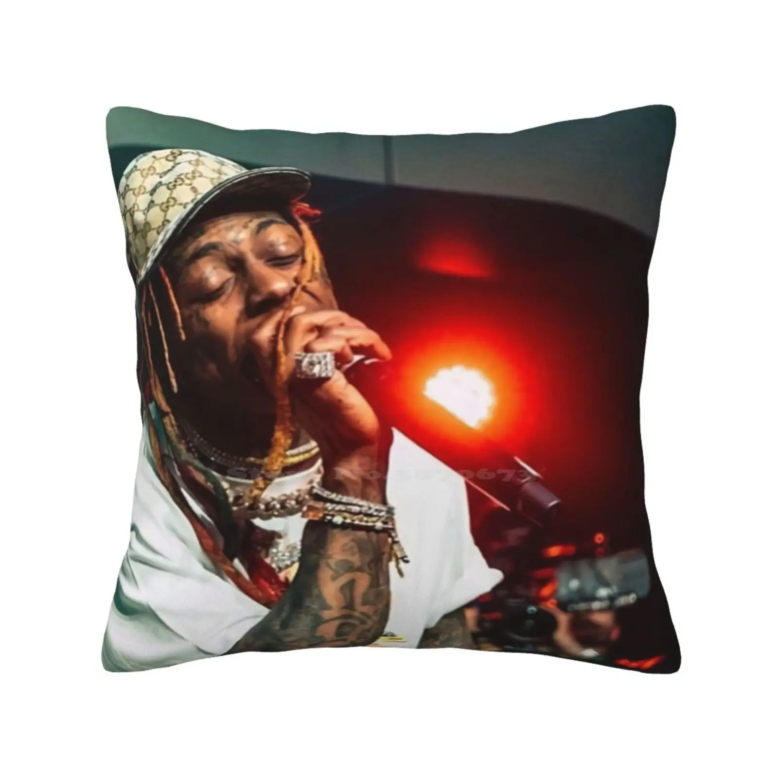 Wayne Concert Home Sofa Car Waist Throw Pillowcase Music Concert Lil Rapper Singing Cool Tattoo Dreadlocks