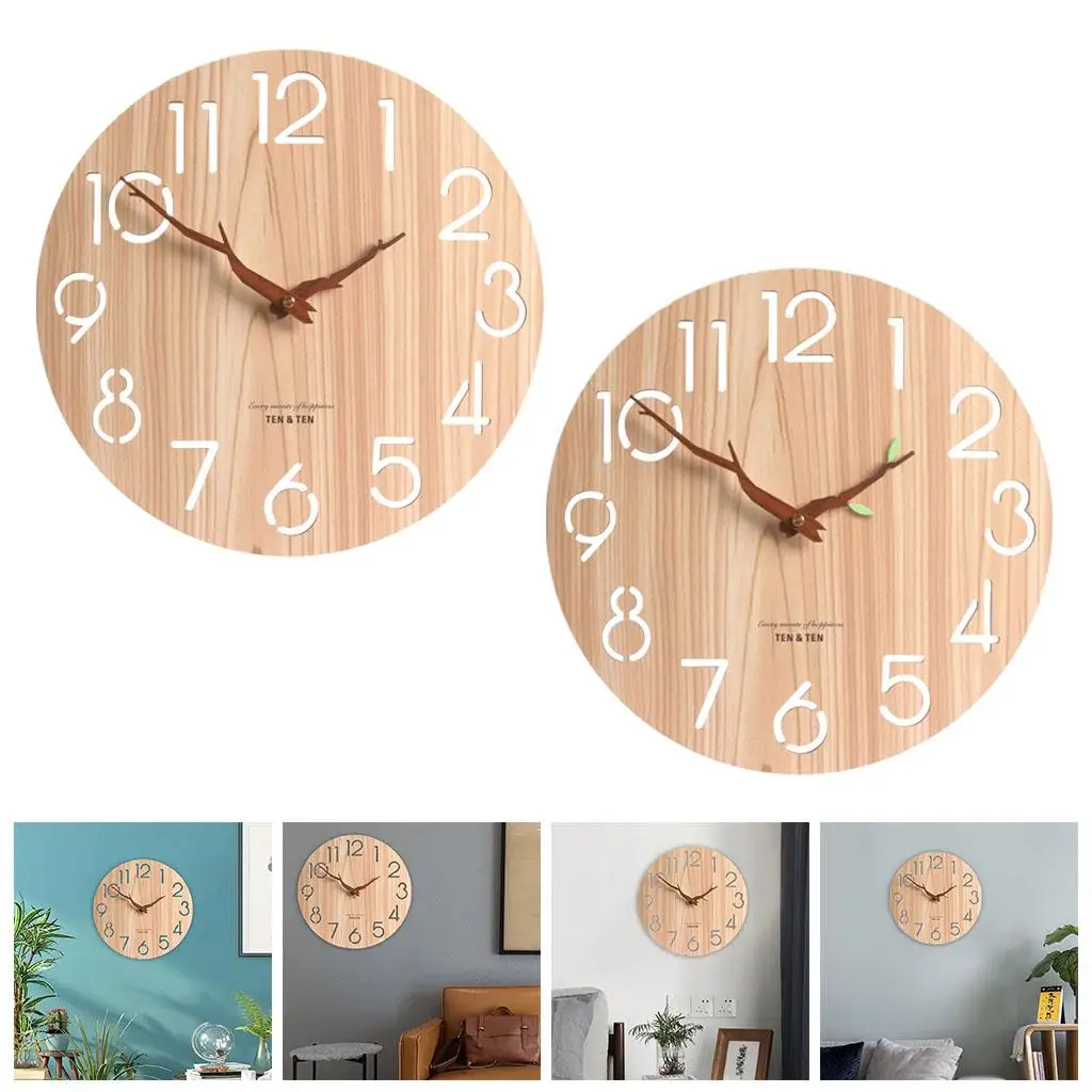 12inch Large 3D Wall Clock Wall Stick Watch Bedroom Bathroom Decorative