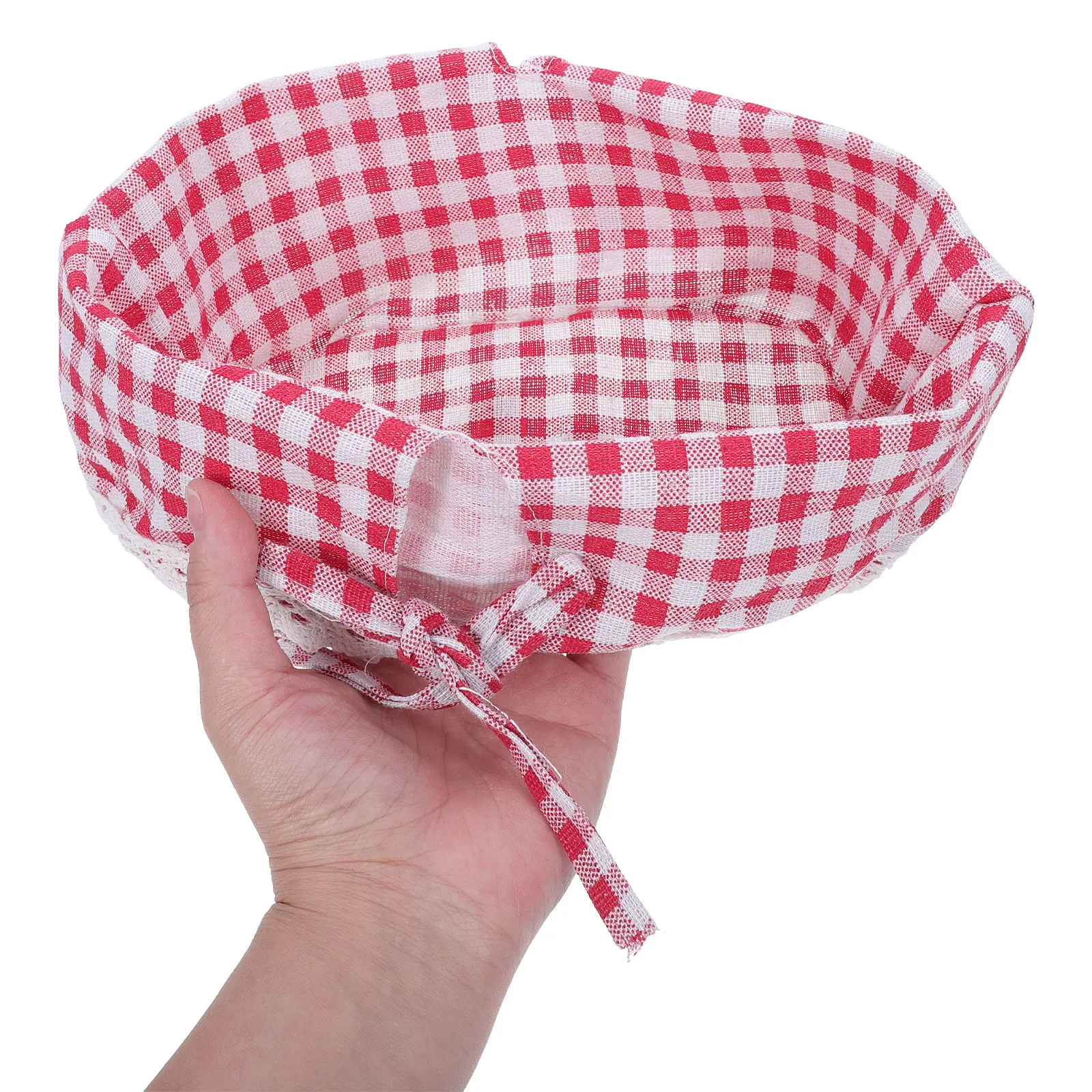2pcs Washable Rattan Picnic Basket Liner – Red Plaid Fabric Insert for Wicker Bread Basket, Farmhouse Style