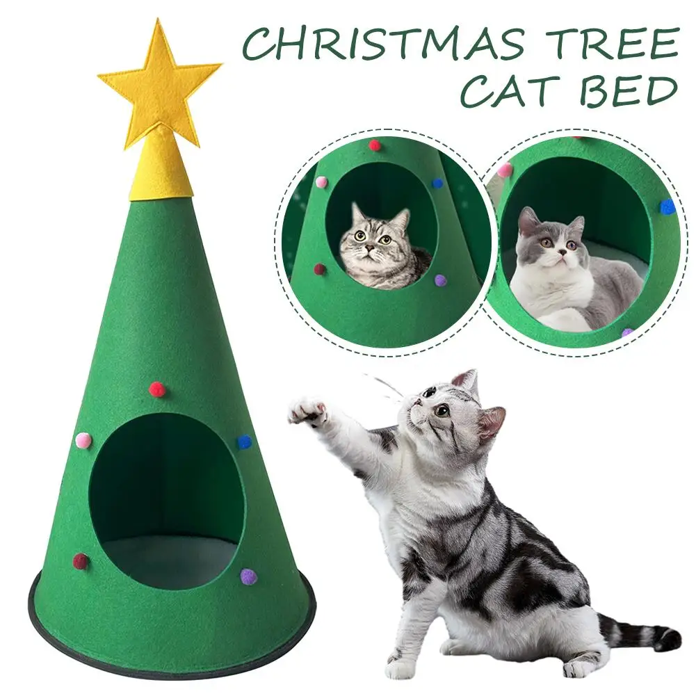 Pet Tent Nest Christmas Tree Nest Decorative Folding Keep Warm Kennel W7c4