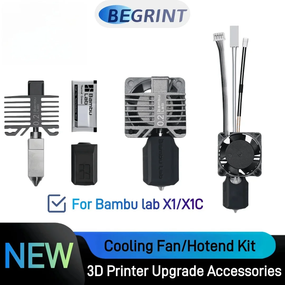 竹製ヒートファンキット,3Dプリンター部品,ホットエンドアセンブリ,0.2mm, 0.4mm,x1,x1C