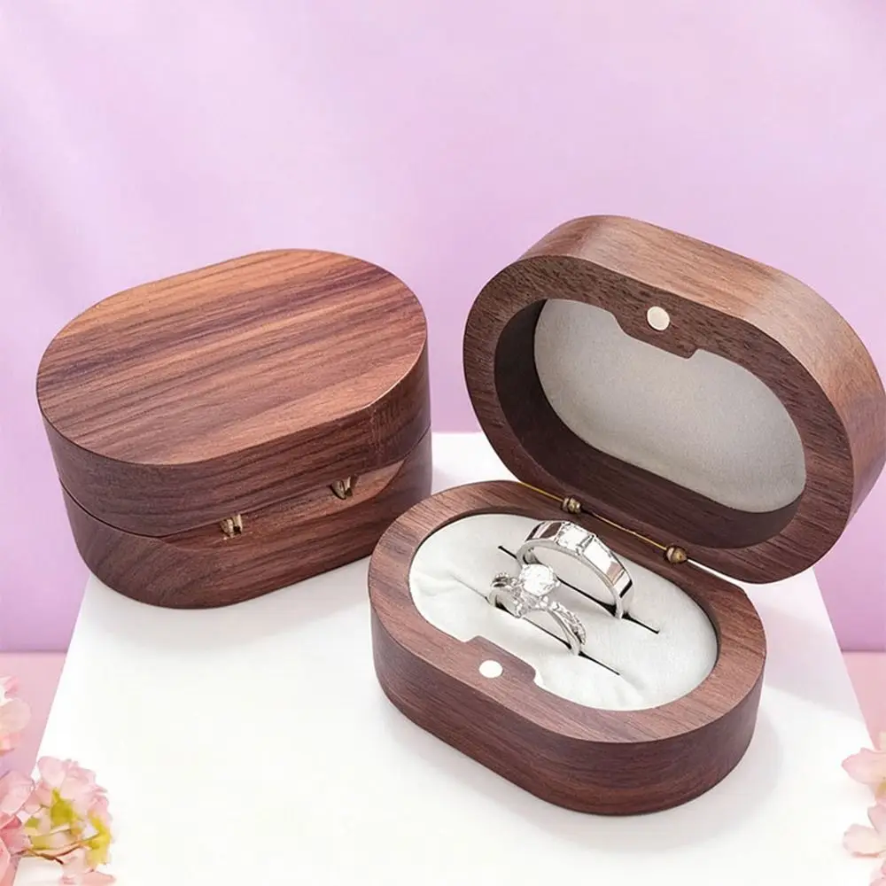 

Handmade Wedding Ring Box Wooden Portable Ring Display Box Magnet Closure Rustic Design Rings Bearer Box Ring Display