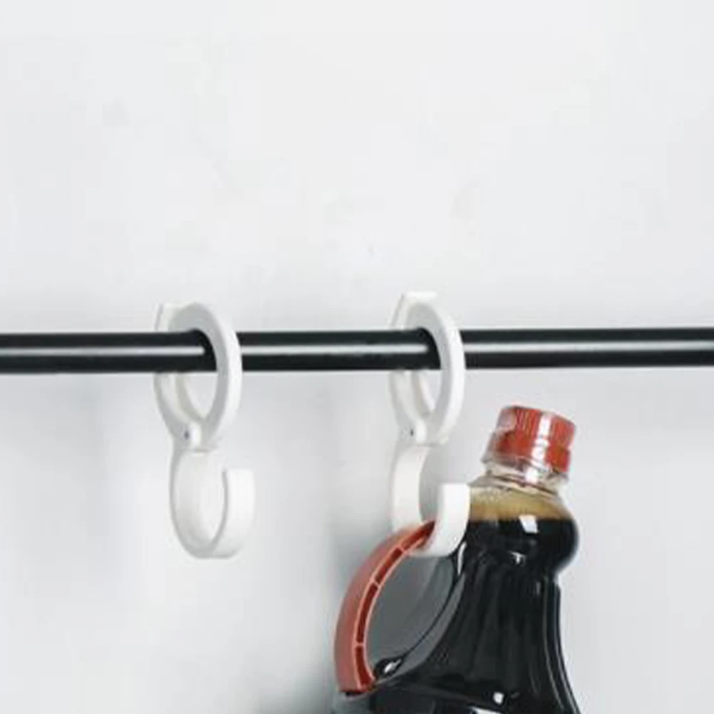 

2Pcs Plastic Clothes Hook S Shape Pole Snap Buckle Hanging 4Kg Heavy Duty Hanger for Bottle Bag Kettle in Home