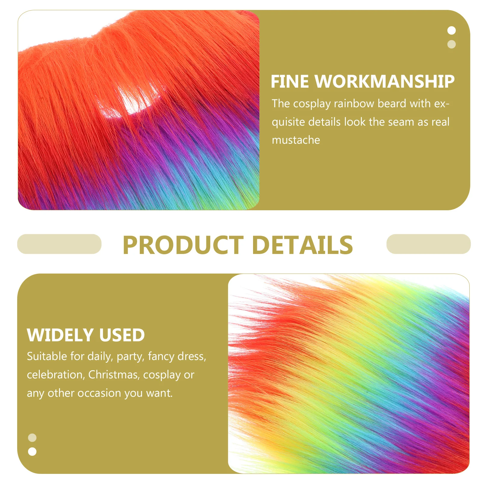 1pc Fake Rainbow Beard Cosplay Prop Lifelike Mustache For Party Costume Celebration Masquerade Stage Performance Accessory