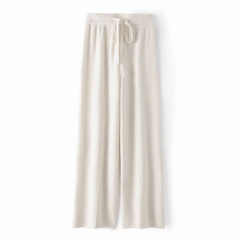100 % australische Wolle für Damen, weites Bein, lässig, bequem, einfarbig, gestrickt, lange