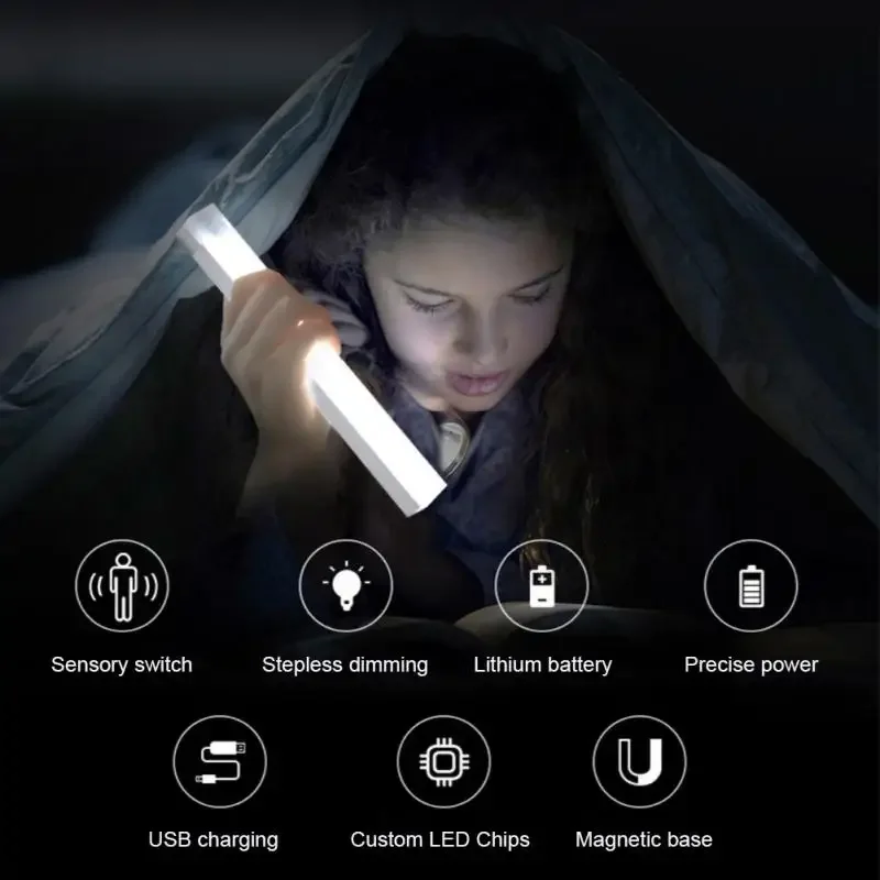 Lampe LED avec capteur de mouvement, aste par USB, sans fil, lumière blanche chaude, ampoules étonnante tées pour garde-robe, 100/200/300/500mm