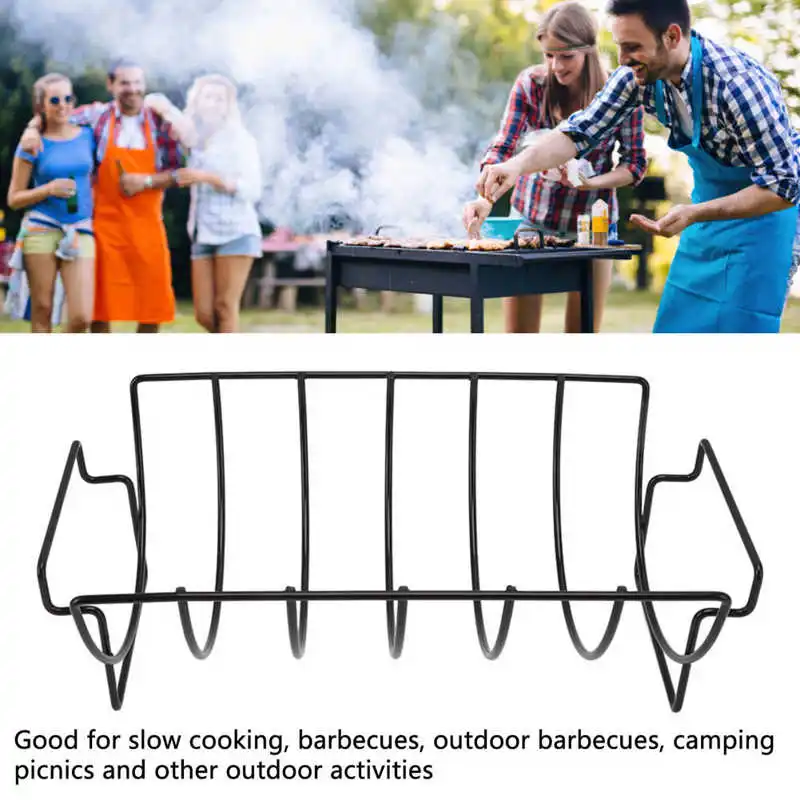 Rib Rack Non Stick Coated Chicken Steak Roasting Stand Barbecue Tool Beef Ribs Grill Barbecue Stand Rack