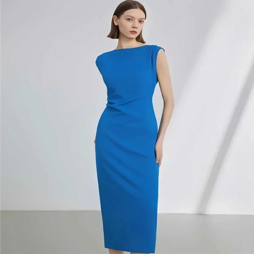Women French Style Off Shoulder Waist-Cinching Ruched Maxi Dress Elegant Designer Summer Evening Dress for Party Vacation