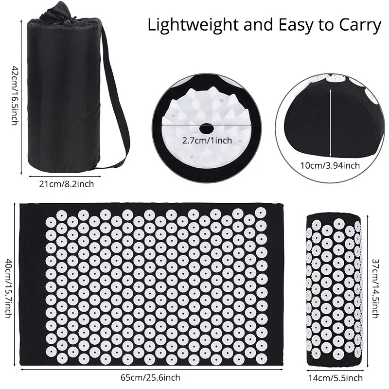Massager Cushion Massage Yoga Mat Acupressure Relieve Pain Stress Back Body Pain Spike Mat Acupuncture Mat And Pillow Set