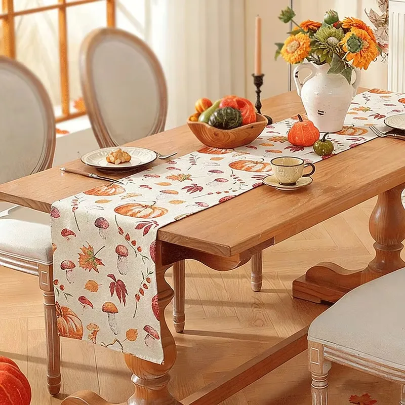 Jacquard Table Runner with Tassels, Multi-scene Long Strip Decor for Christmas Dining Table