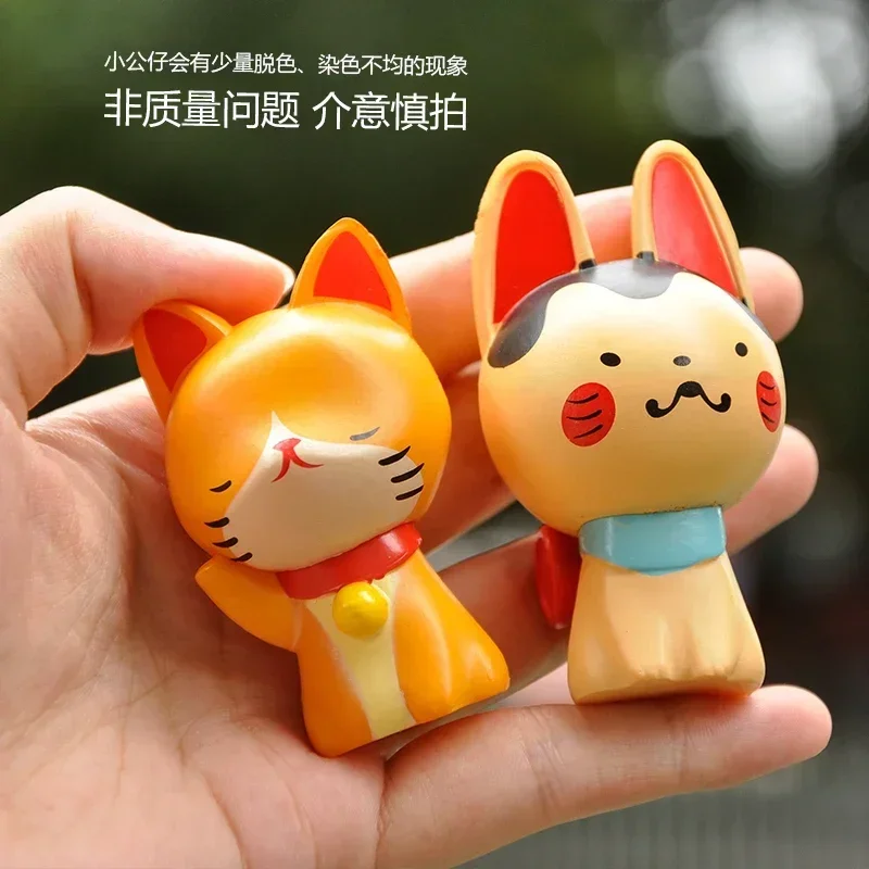 Kawaii Gashapon cápsula juguetes figura socio zorro perro gato lindo Gachapon Anime estatuilla Gacha regalo