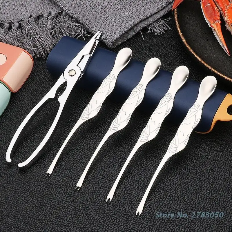 3 Pieces Seafood Tool Set Crab Shrimp Pliers Spoon Set Lobster Crab Cracker Tools Kitchen Accessories Multi Purpose Use