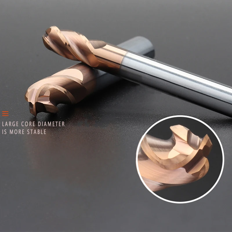 Ball Nose End Mill 4 Flute HRC58 Tungsten Carbide Cutter CNC Bit R0.5 R0.75 R1 R1.25 R1.5 R1.75 R2 R3 R4 R5 R6 R7 R8 R9 R10