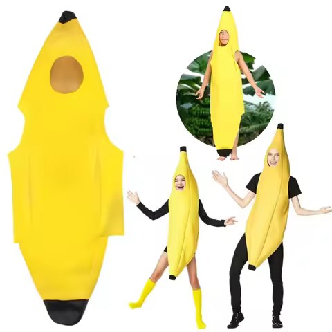 Adult Kids Halloween Prank Banana Costume Funny Fruit Banana Carnival Stage Performance Party Outfit For Halloween Festivities