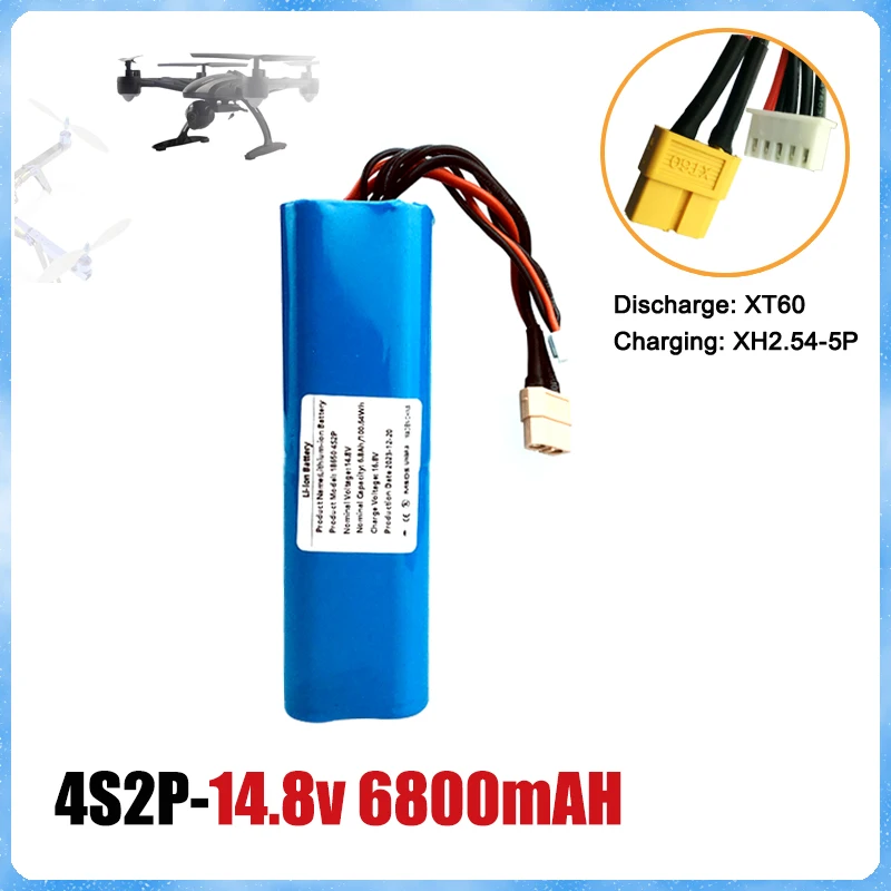 

14.8V 6800mAh Rechargeable Li-ion Battery 4S2P 100.64Wh for Various RC Airplane Quadrotor, with Connector XH2.54+XT60