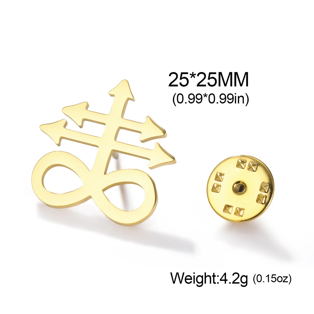 Dawapara Leviathan Cross Brooches Stainless Steel Christian Symbol Badge Pin Religious Amulet Jewelry Gifts