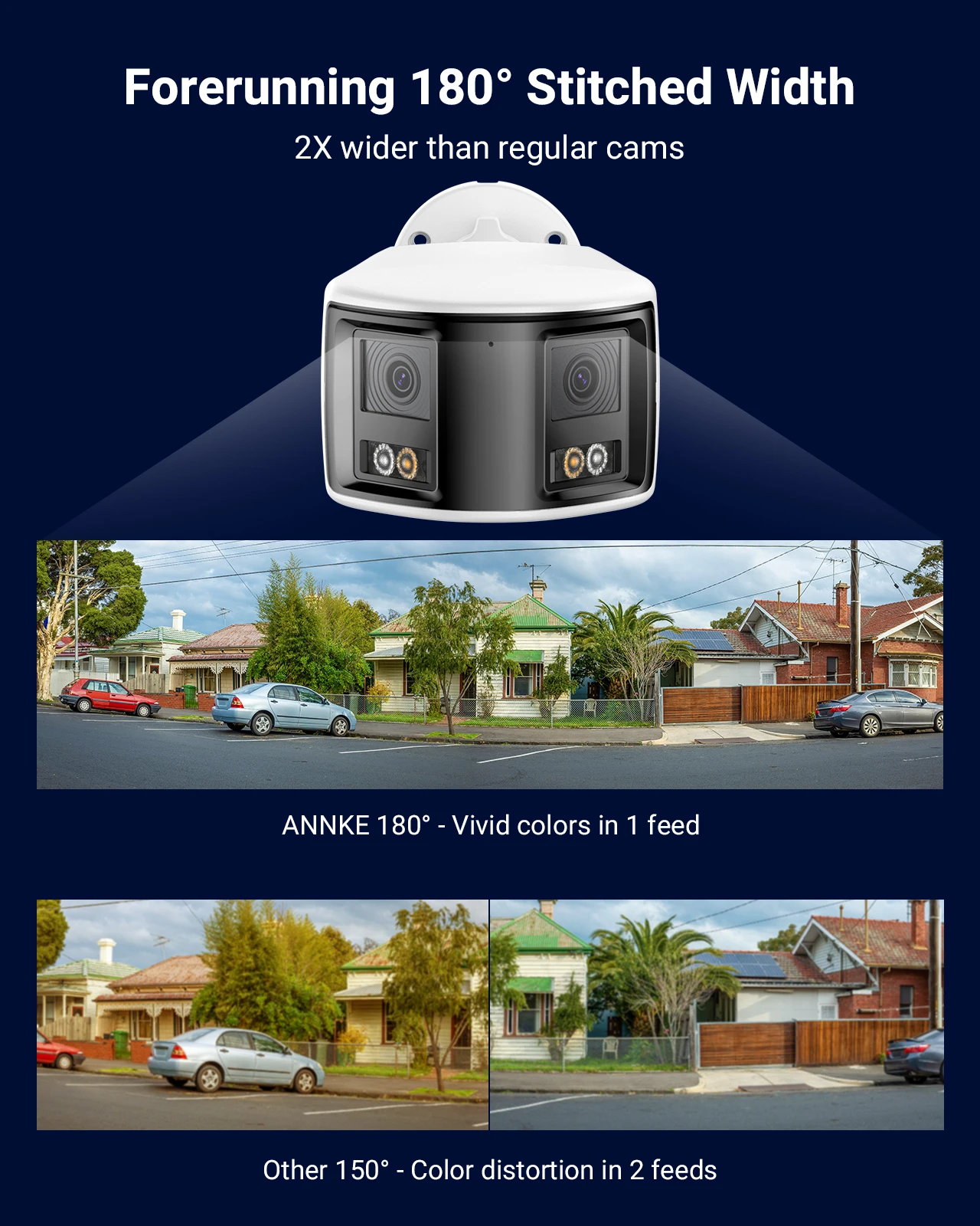 ANNKE FCD600 6MP Dual Lens 180 Degree Panoramic Bullet AI PoE IP Camera Two Way Audio Smart Hybrid Light IP67 Network Camera