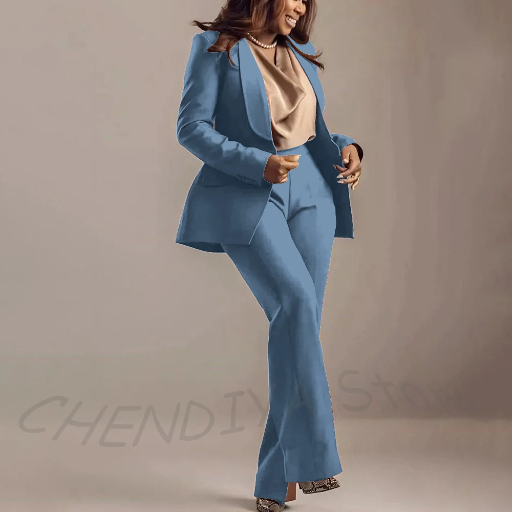 Klassiek bruin damespakken sjaal revers slim fit effen kleur formele sets 2-delig hoge kwaliteit kantoor dame outfits jas broek