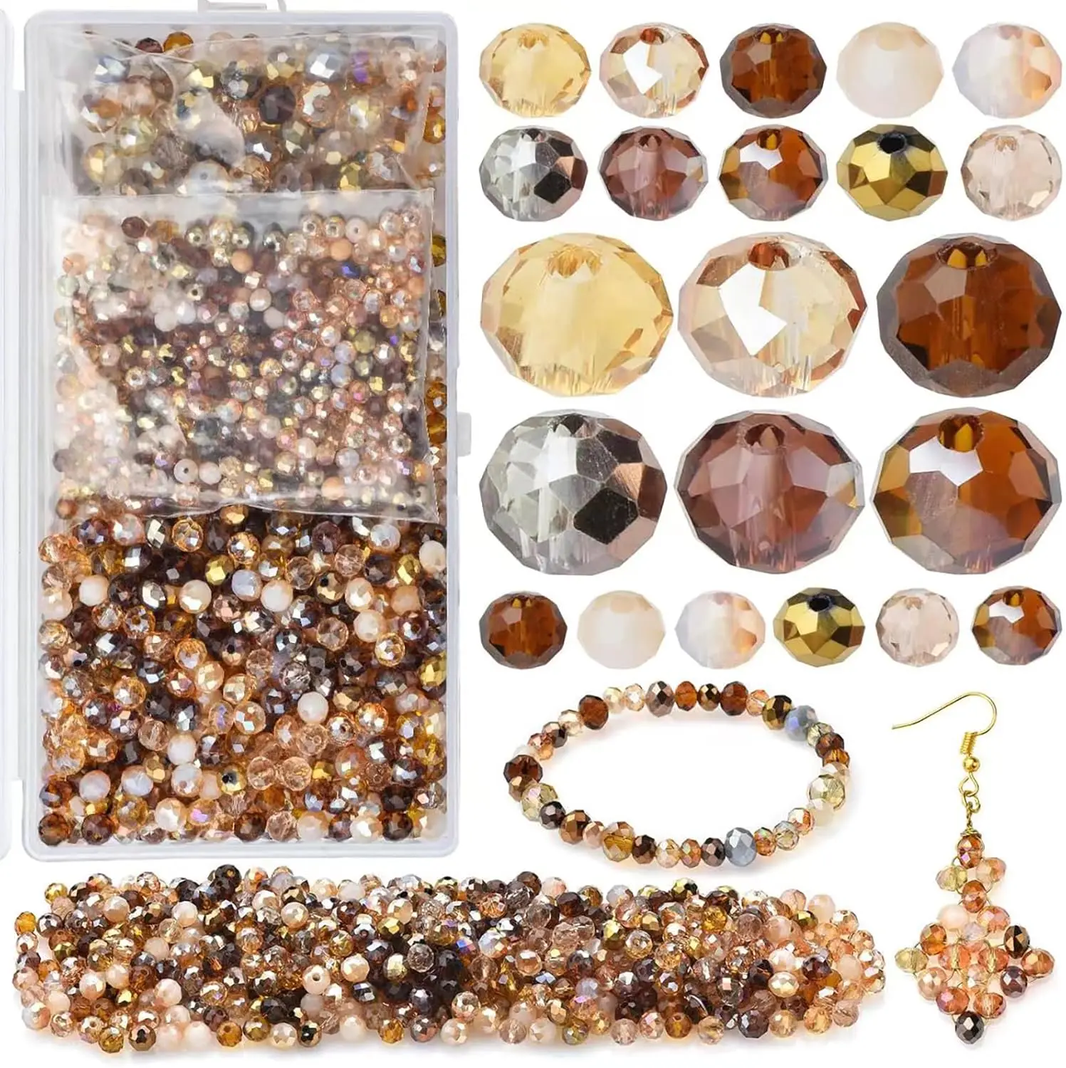 

Rondelle Glass Beads for Jewelry Making AB Color 1000pcs Crystal Spacer Beads,Assorted Jewelry Beads for Bracelets Necklaces Acc