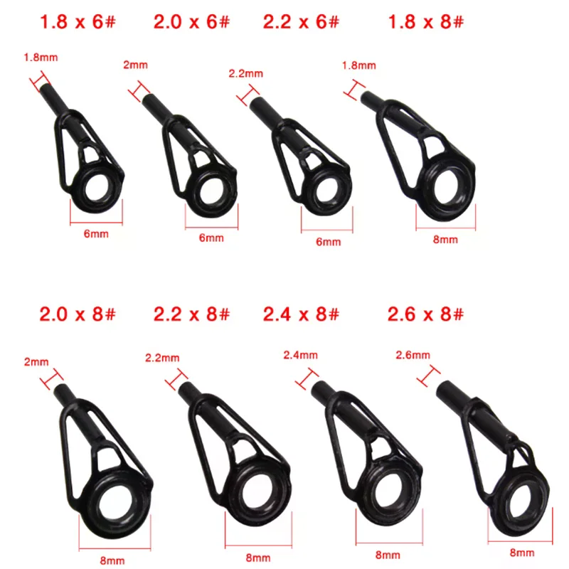 Pesca Special - 8 guías superiores de caña, acero inoxidable con anillos de porcelana para accesorios de aparejos de pesca, kit de reparación de bricolaje