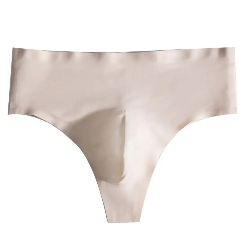 Bikini de cintura alta para hombre, ropa interior Sexy de seda de hielo, Tanga transpirable sin costuras, lencería Sissy