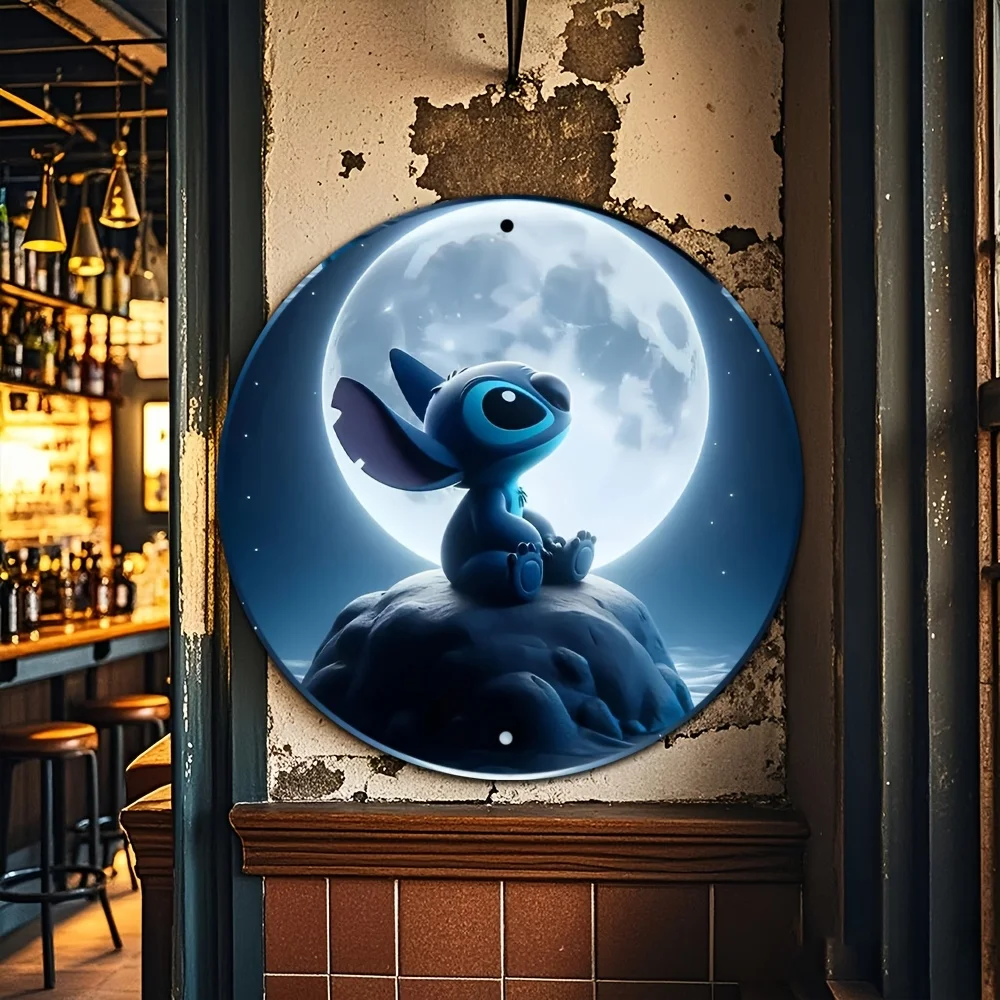 قطعة واحدة من لوحة القصدير المعدنية المستديرة، دائرة بنمط زخرفي مع موضوع غرزة، هدية ديكور منزلي مرخصة رسميًا، مناسبة