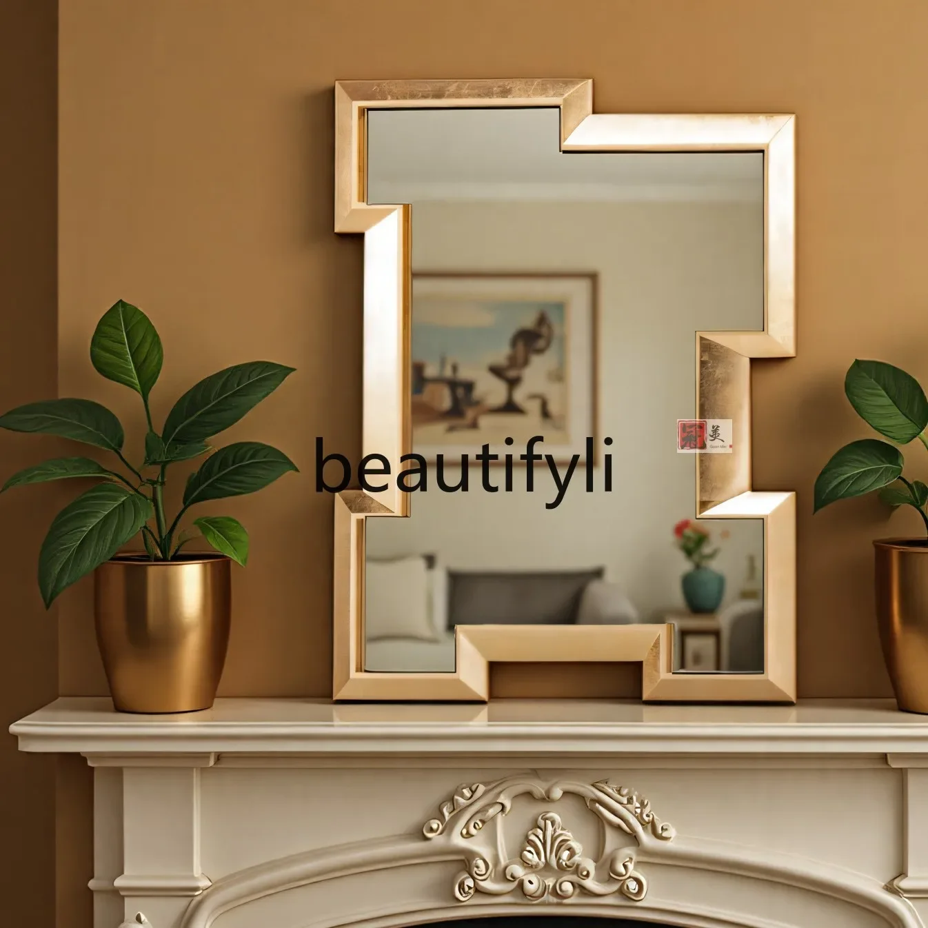 

French wall-mounted household bathroom mirror Washstand retro makeup mirror Edge decorative mirror1184