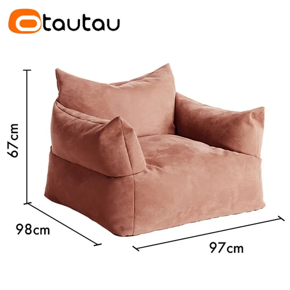 OTAUTAU Waterproof Suede Single Sofa Bean Bag Cover Without Filler Outdoor Garden Frameless Couch Foor Seat Pouf Armchair SF051