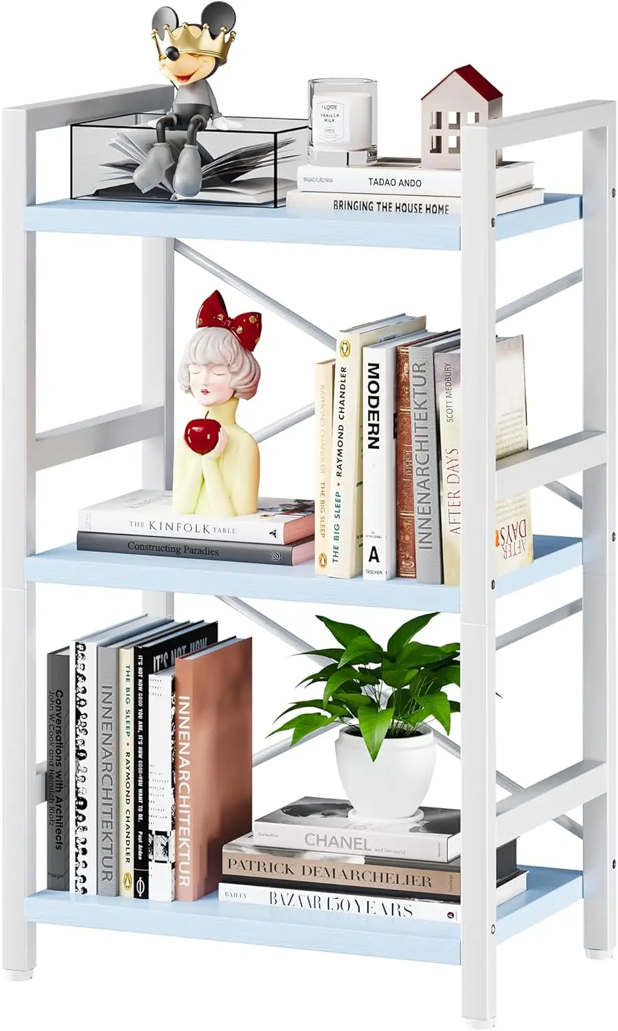 

Bookshelf, 3 Tier Industrial Bookcase, Metal Small Bookcase, Rustic Etagere Book Shelf Storage Organizer for Living Room
