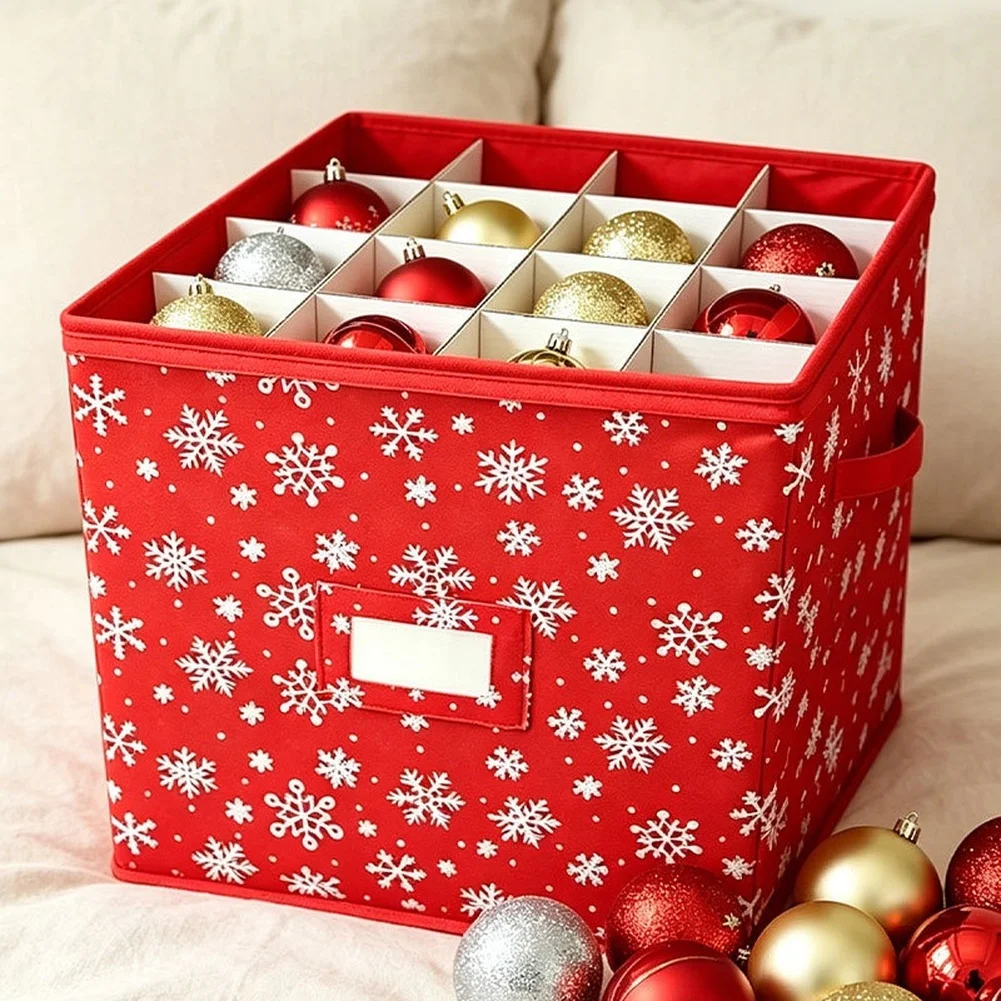 30x30x30cm Stackable Christmas Organizer Box 4 Levels 64 Compartments for Balls Lights and Tiny Home Decor Items