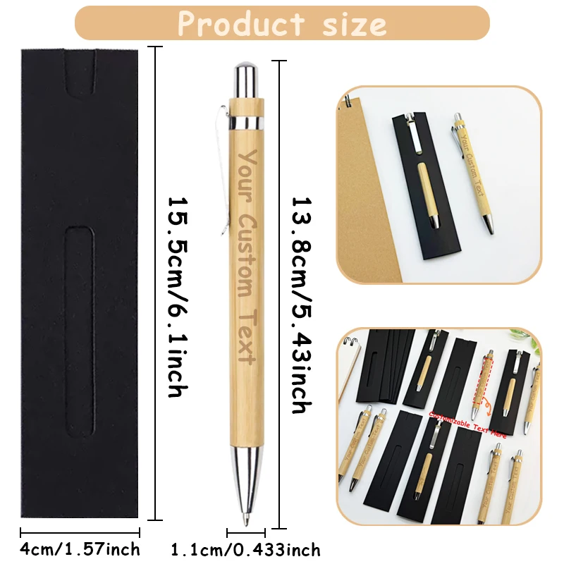 40/80 Sets personalisierte Kugelschreiber aus Bambus für Hochzeiten, Verlobungen, Partys, Firmengeschenke mit Geschenkbox – Detail 2