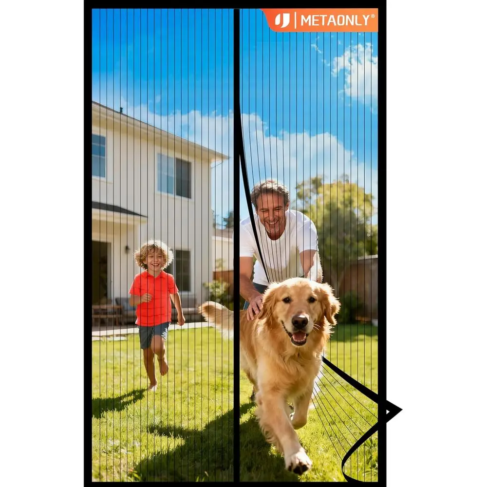38 x 82 Magnetic Screen Door for 36 x 80 Openings - Bug and Mosquito Protection, Fresh Air Flow, Black