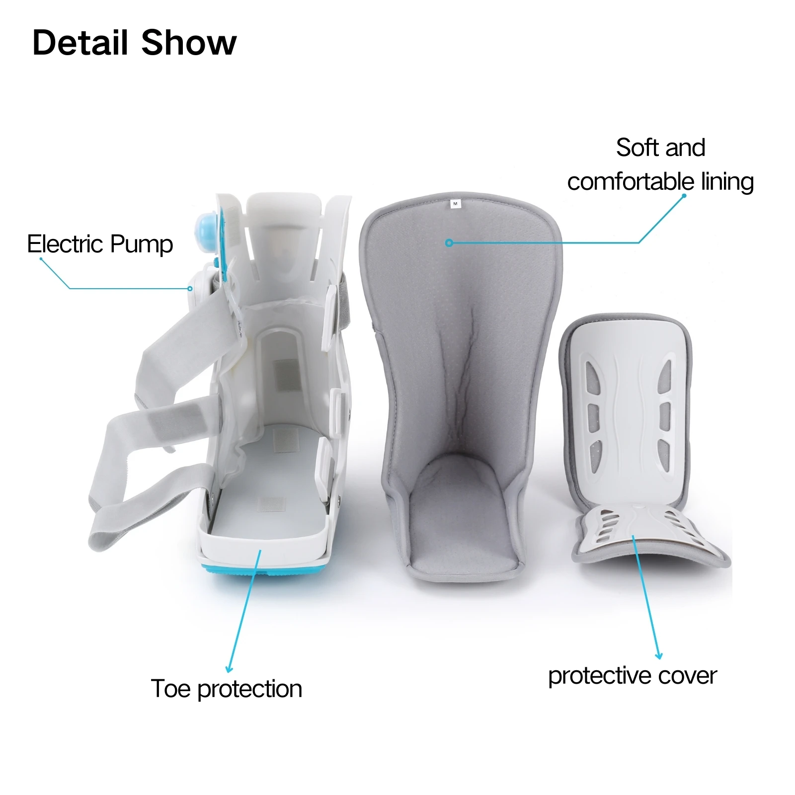 Walker Fracture Boot with Electric Air Pump, Inflatable Air Cam Walking Boot for Ankle Sprain, Achilles Tendonitis, Broken Foot