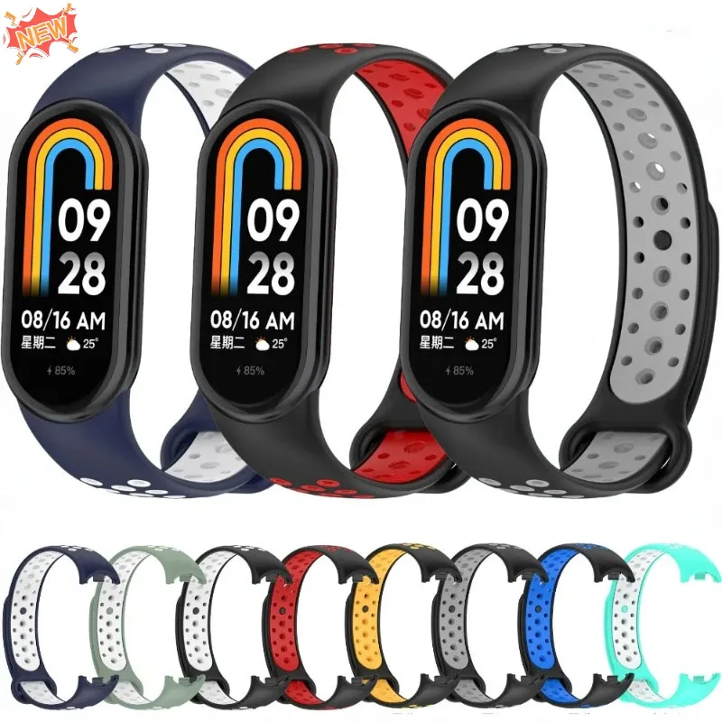 

Sports Silicone Strap for Xiaomi Mi Band 10/9/8 NFC Smart Watch Bracelet Correa for Mi Band 10/9 Two-color Wristband Accessories