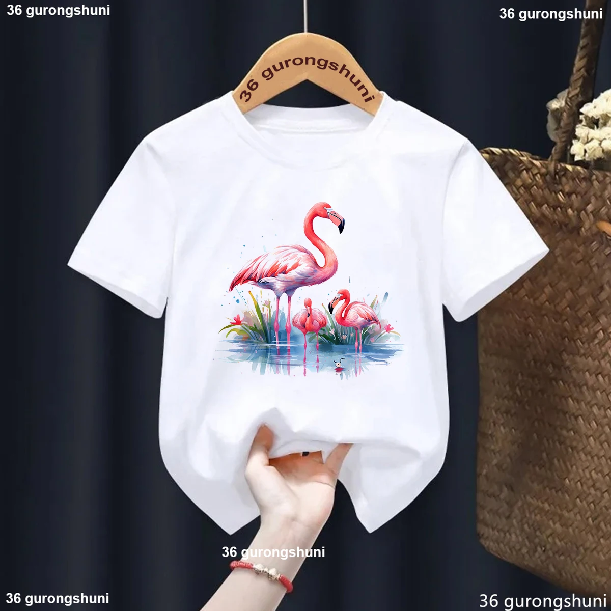 New Girls T-Shirt Funny Flamingo Print T Shirt Tropical Tee, Tropical Flowers, Vacation Shirt, Beach Tee Cute Toddler Tshirt