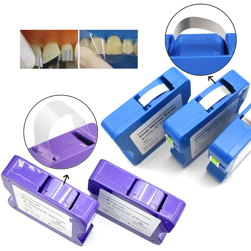 Dental Matrix Strip Stainless Steel/Resin Film Restoration Light Cured Resin Clear Matrix Bands Width Polishing Strip Material
