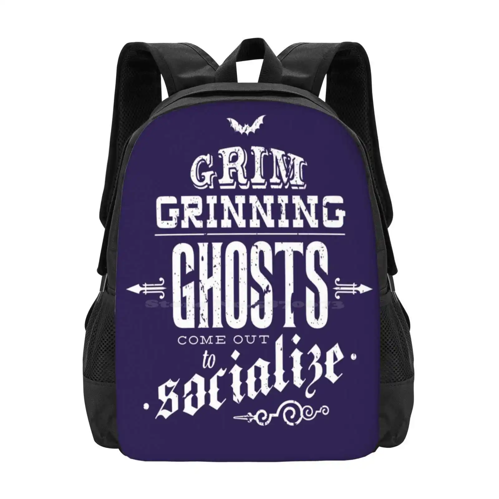 Haunted Mansion-Grim Grinning Ghosts Large Capacity School Backpack Laptop Bags Haunted Mansion World Grim Grinning Ghosts 999