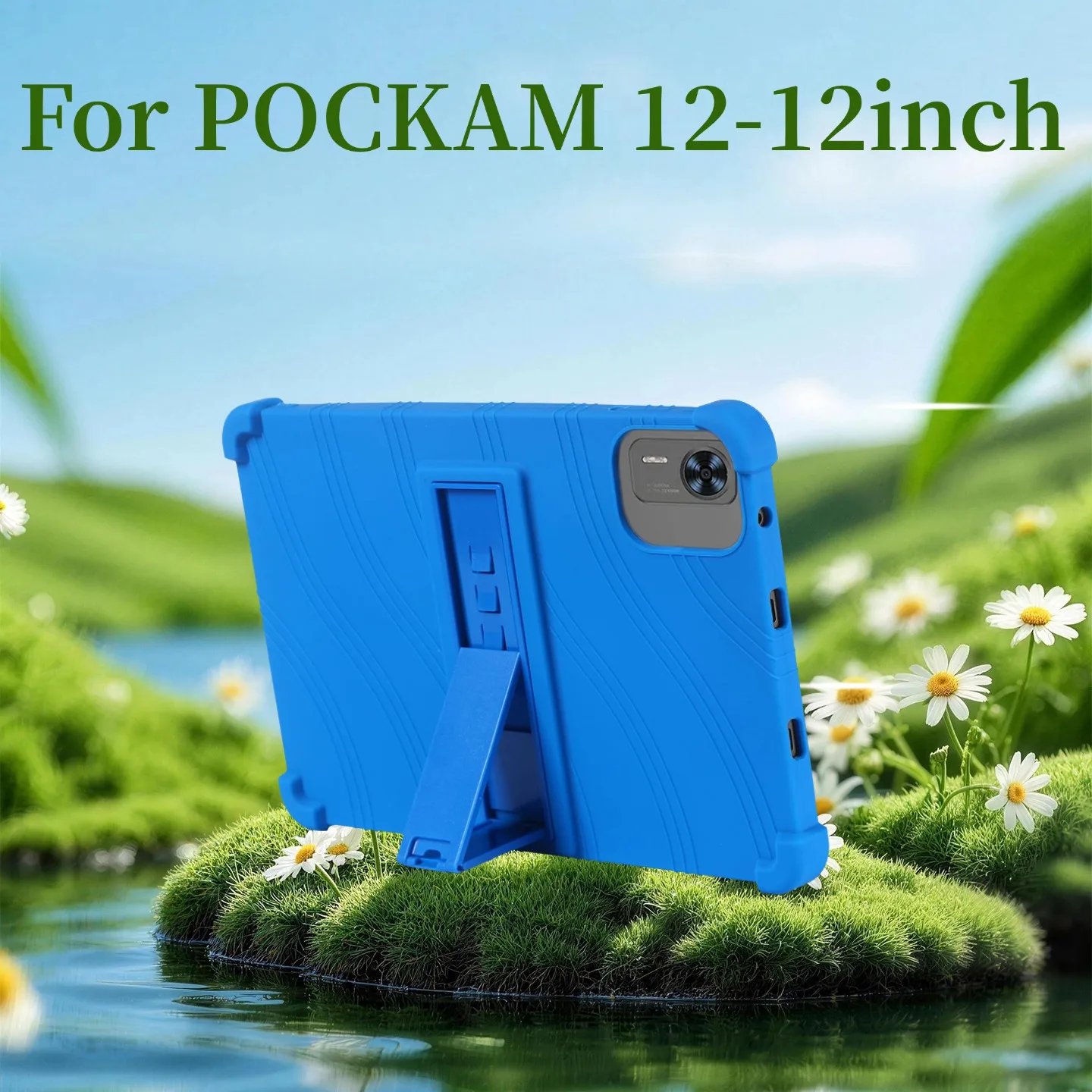 For POCKAM P12 Tablet 12 inch Pro Case Soft Silicone Adjustable Stand Cover Kids Friendly Protective 4Corners Thicken Shockproof