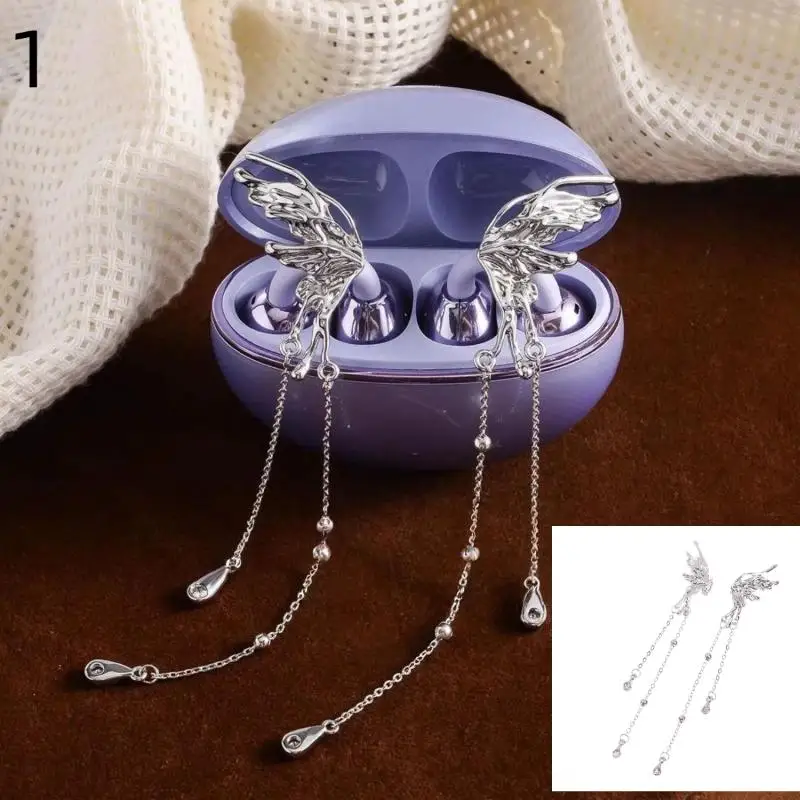 1 Pair DIY Clip On Earbuds Open Ear Accessories Rhinestone Removable Jewelry for Wireless Headphones Unique Decoration