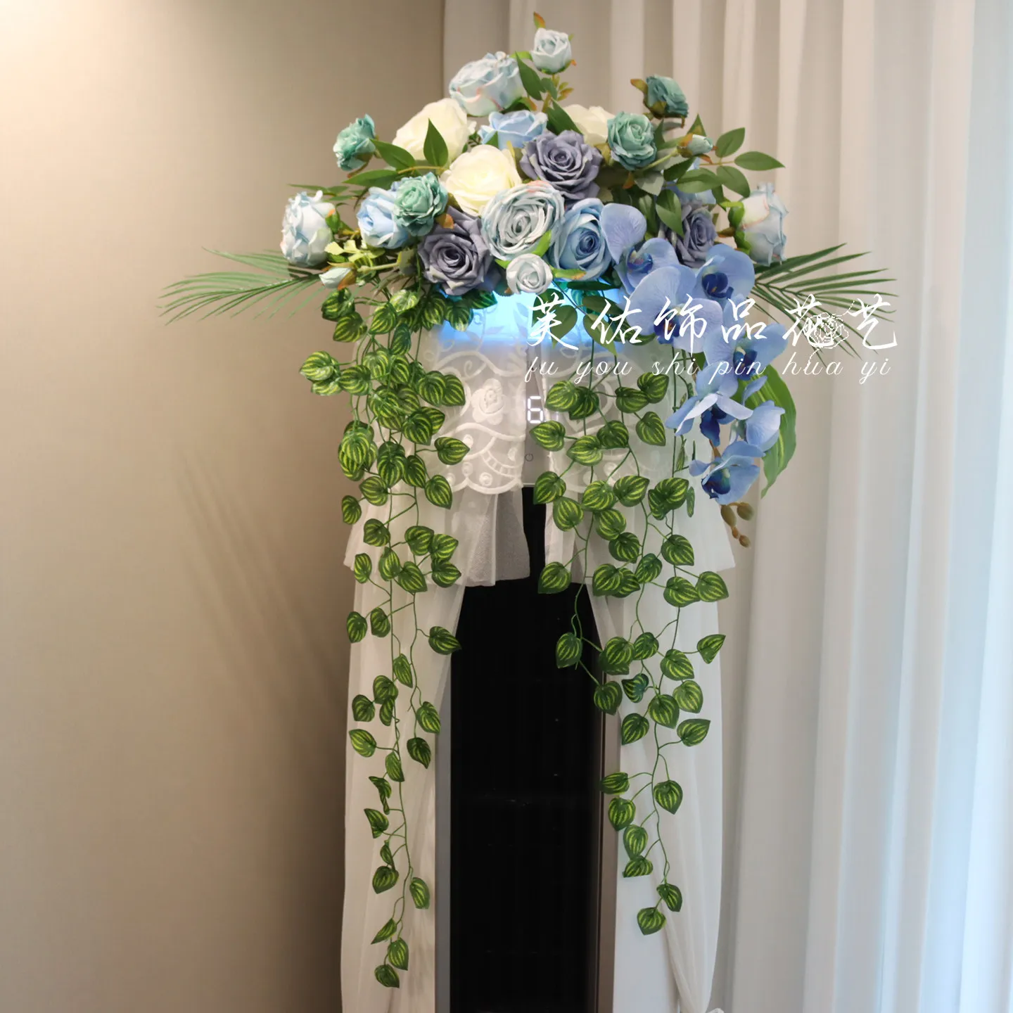 Living room vertical cylindrical air conditioner TV cabinet sagging decoration simulation floral ornament for your living room