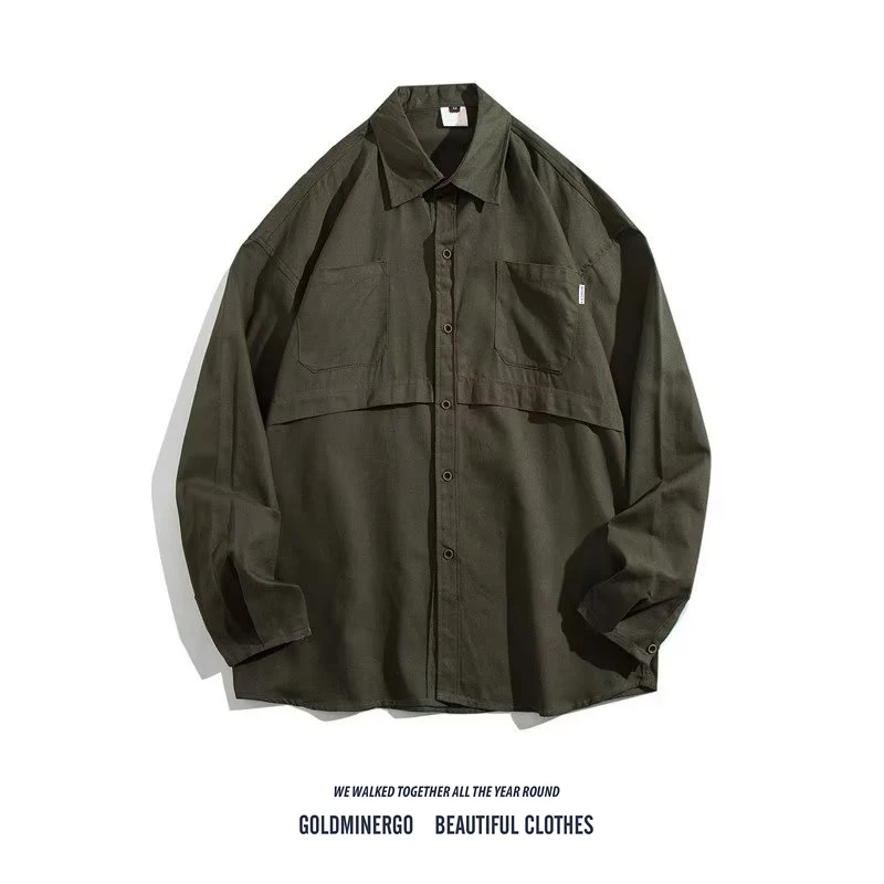 

Мужская повседневная свободная куртка-рубашка из хлопка в стиле пэчворк для работы и отдыха, универсальная, модная, трендовая