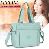 Square Commuting Tote Bag Large Capacity Oxford Cloth Shopping Handbag Korean Style Soft Texture Nylon Shoulder Bag Travel