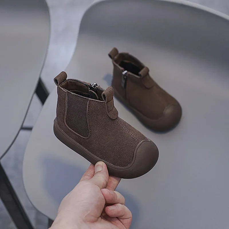 Autumn Winter Baby Boys Girls Boots Children Genuine Leather Boots Soft Sole Non-slip Toddler Kids Cow Suede Outdoor Shoes